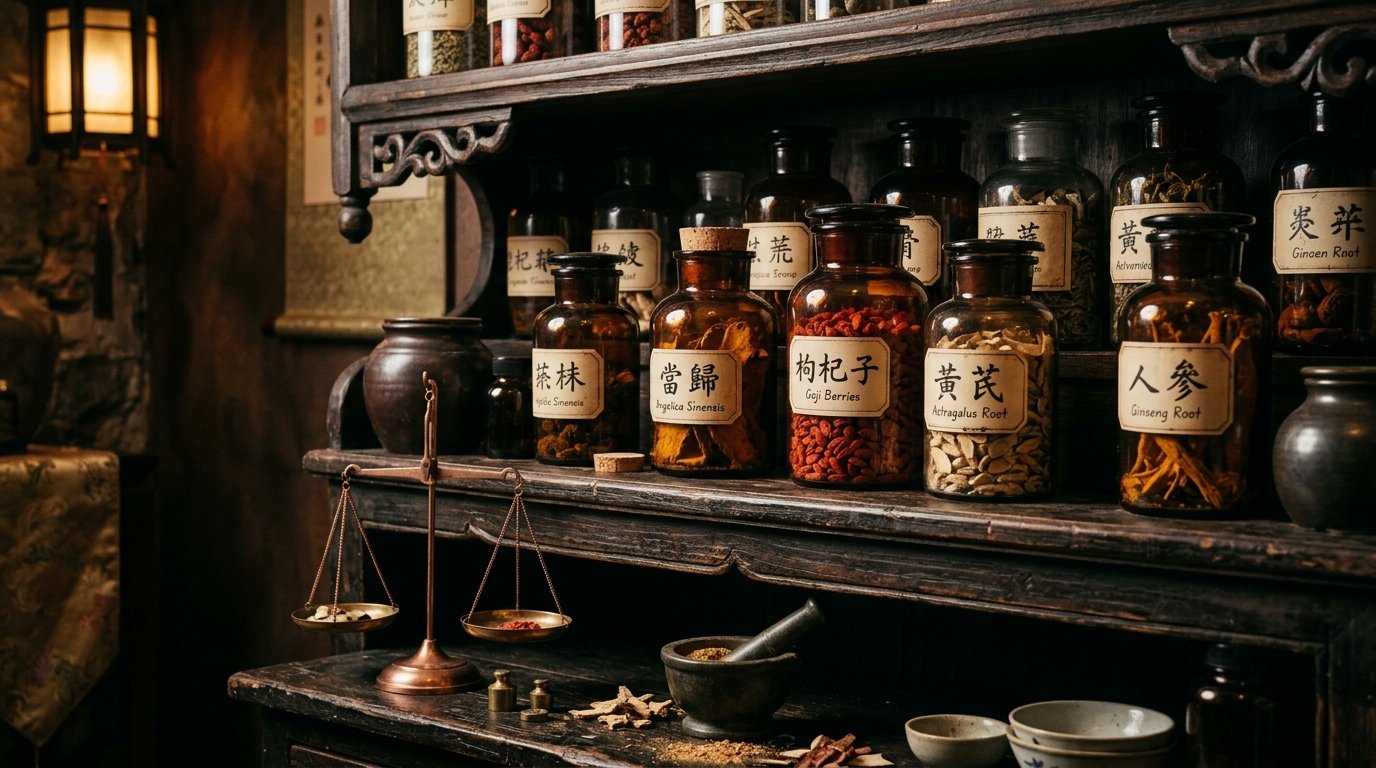 Chinese Herbal Clinic Apothecary Jars